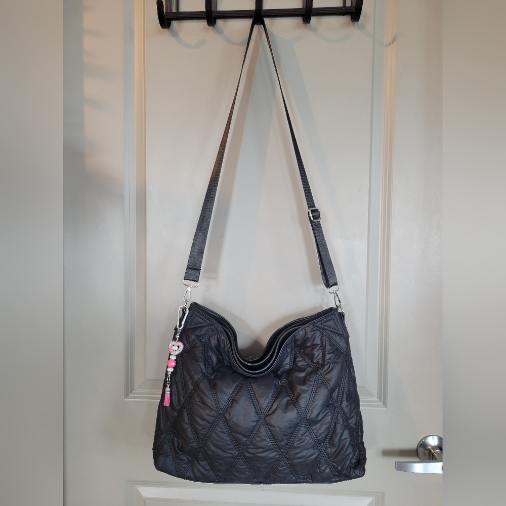 Puffer Tote Lightweight Black Quilted Shoulder Bag School Project Book Bag NWOT